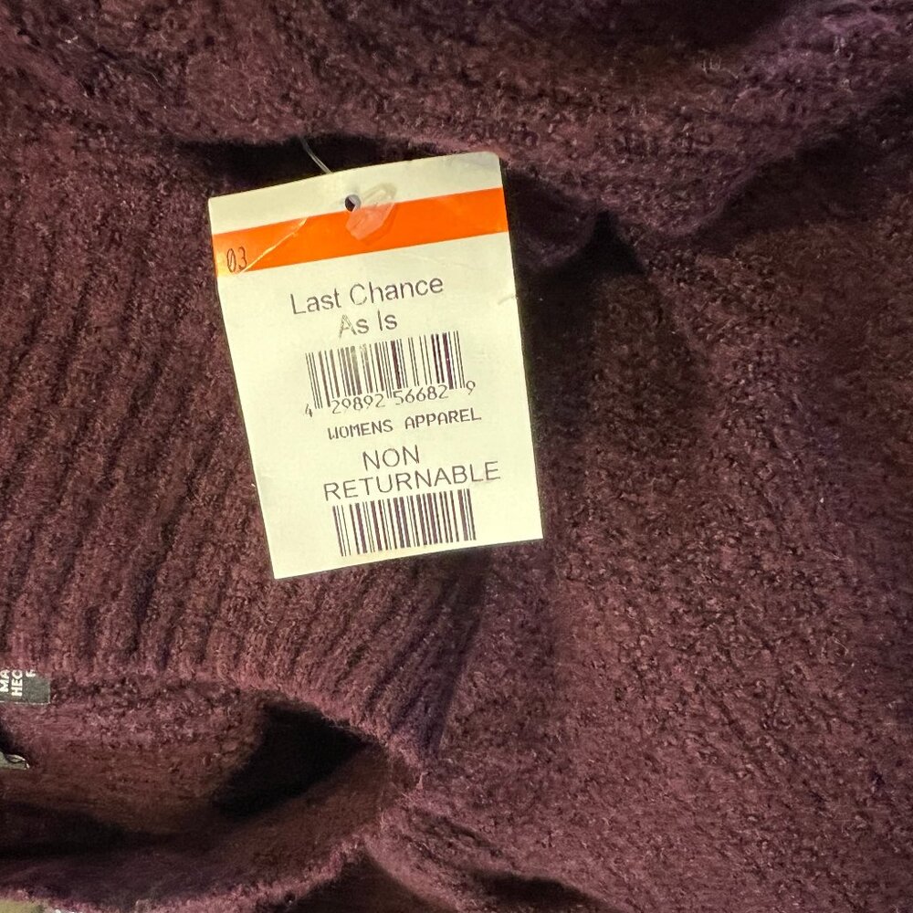 NWT French Connection Burgundy Mock Neck Bell Sleeve Ribbed Sweater Size M - Picture 9 of 9